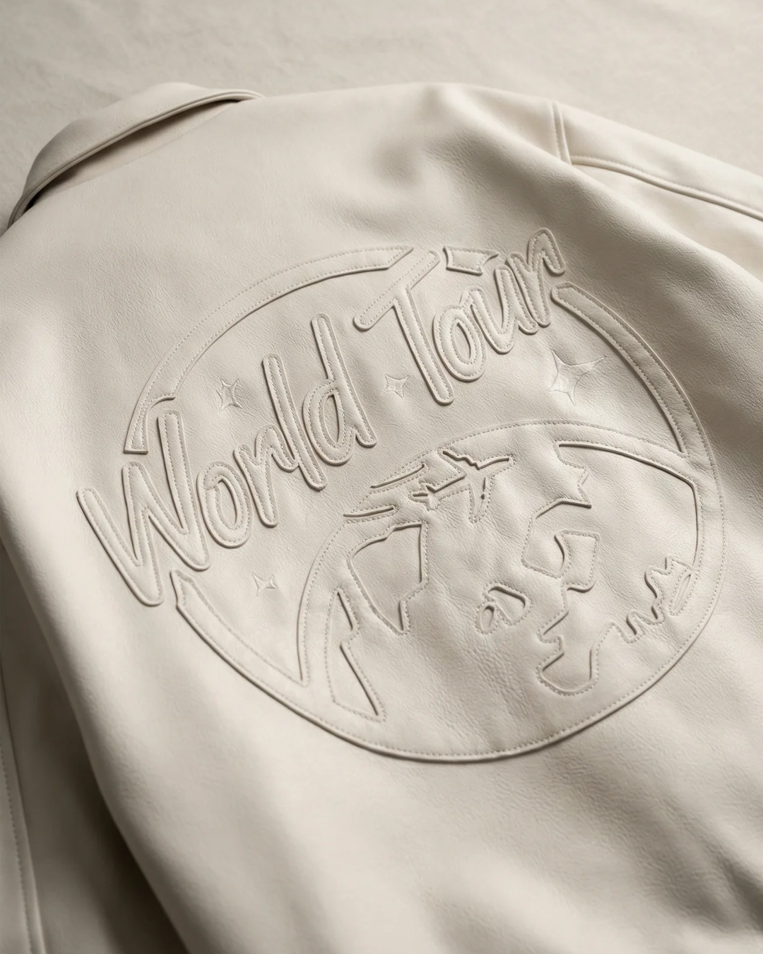 Beige World Tour Leren Jas